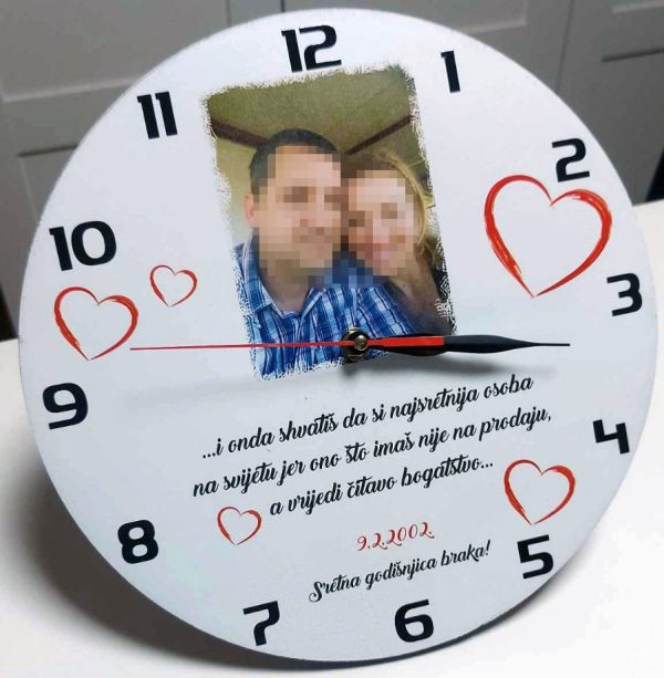 Personalizirani sat ø30 cm UV print - Slika 2